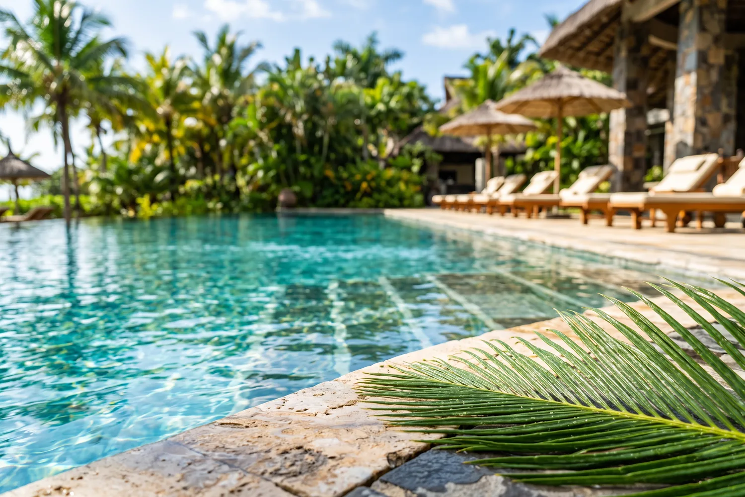 Piscina de resort tropical, imagem ilustrativa